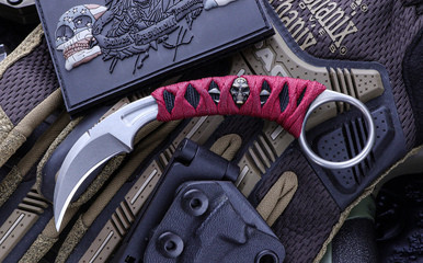 Bastinelli Creations/Doug Marcaida Knives "Pika" Red Wrap 1.5" Stonewash