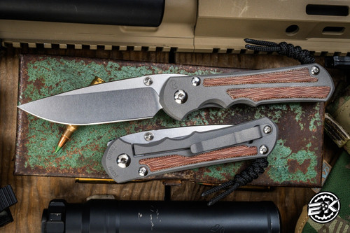 Chris Reeve Knives Large Inkosi Natural Canvas Micarta Inlay 3.6\" MagnaCut Drop Point Stonewash