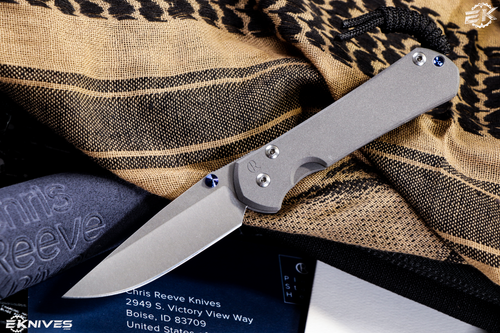Chris Reeve Knives Small Sebenza 31 Titanium Knife 3" S45VN Stonewash Drop Point  S31-1000
