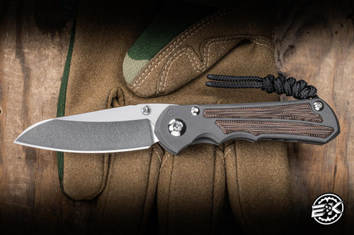 Chris Reeve Knives Small Inkosi Folding Knife Sandblasted Titanium, Natural Canvas Micarta Inlay 2.75" MagnaCut Insingo Stonewash SIN-1030