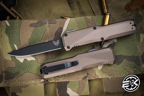 Benchmade Phaeton OTF Flat Dark Earth 3.45\" Black DLC Drop Point 4600DLC-1