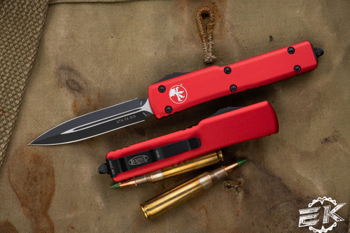 Microtech UTX-70 Red Cali Legal OTF D/E Dagger 1.9\" Black CA147-1RD