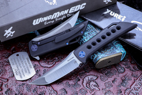 WingManEDC Santiago "Yurei" Stealth Model 1 DLC Stonewash Titanium Kickstop Flipper 3.1" Satin