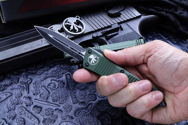 Microtech Troodon OTF Automatic Knife OD Green D/E 3" Dagger Black Serrated 1383OD