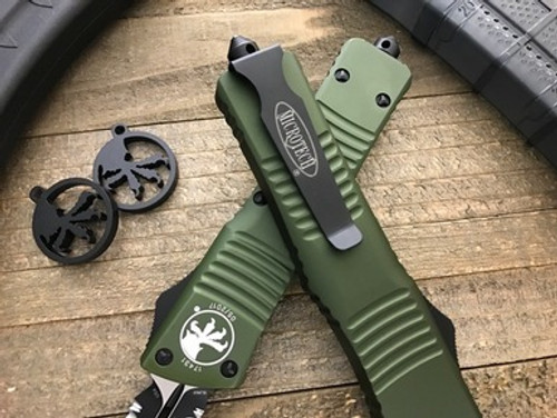 Microtech Combat Troodon OTF Automatic Knife OD Green Double Serrated 3.8" Satin 142-D6OD