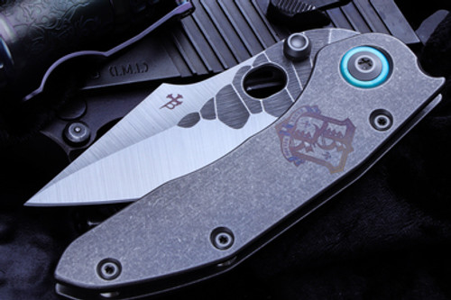 Borka Blades Stitch Grey Stonewash Titanium Crest  Blue Pivot Collar 3.5" Satin M390