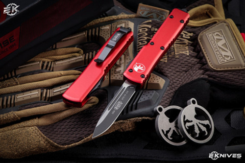 Microtech UTX-70 OTF Automatic Knife Red 2.4" Black Drop-Point 148-1RD