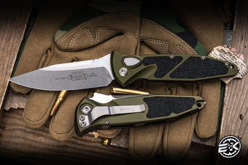 Microtech Socom Elite Green Automatic 4" Stonewash 160A-10OD