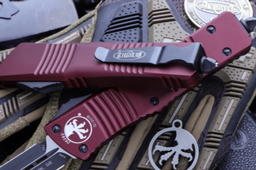 Microtech Combat Troodon Merlot Red OTF Automatic D/E 3.8" Satin Full Serrated 142-6MR