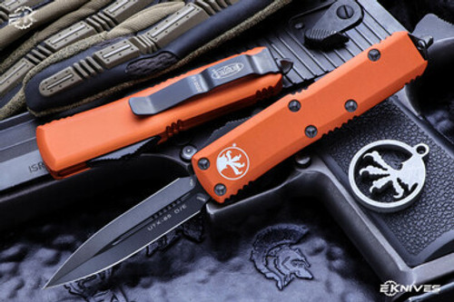 Microtech UTX-85 OTF Automatic Knife Orange D/E 3" Dagger DLC Tactical 232-1DLCTOR