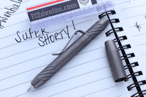 Ti2 Design Techliner Super Shorty Pen 4" Grey Lazar Etch Twisted Ends Magnetic Cap