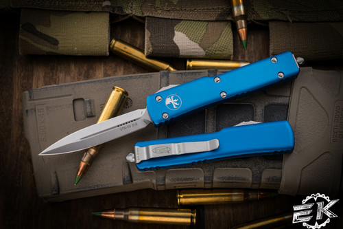 Microtech UTX-70 OTF Automatic Knife Blue 2.4" Dagger Satin 147-4BL