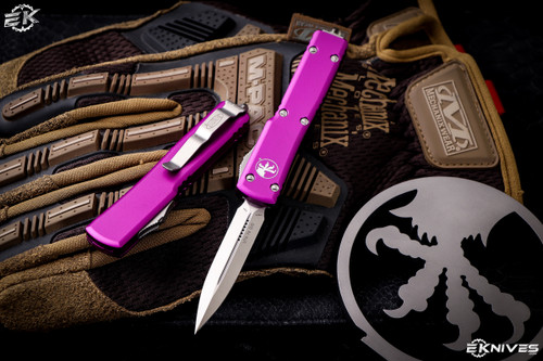 Microtech UTX-70 OTF Automatic Knife Violet 2.4" Dagger Satin 147-4VI