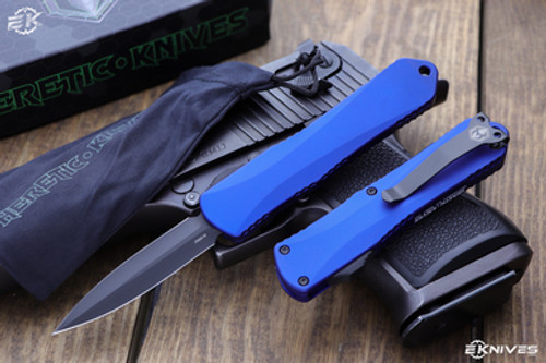 Heretic Knives Manticore E Blue OTF Automatic Knife 3.2" Dagger DLC