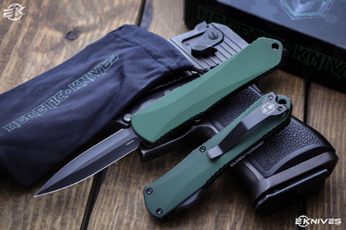 Heretic Knives Manticore E Green OTF Automatic Knife 3.2" Dagger DLC