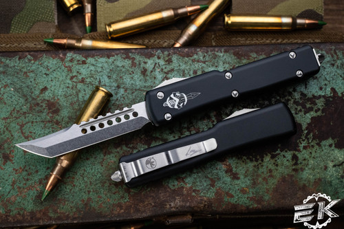  Microtech UTX-70 OTF Automatic Knife Black 2.4" Hellhound Stonewash 419-10S
