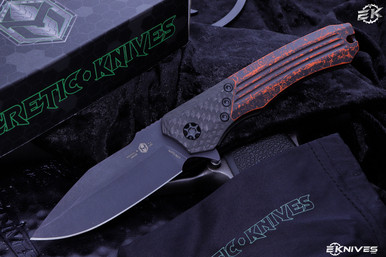 Heretic Knives "Wraith" Breakthrough Orange/Carbon Fiber Bolster DLC Stonewash