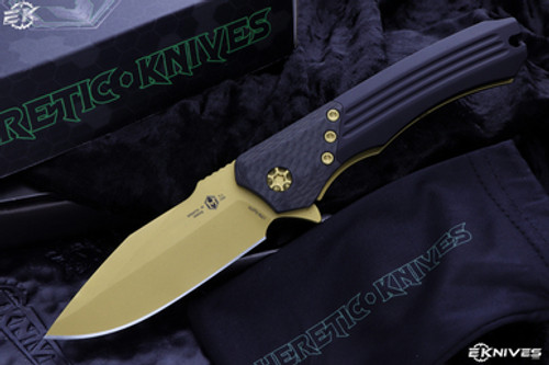 Heretic Knives "Wraith" Black/Carbon Fiber Bolster 3.6" Ti Nitride Blade