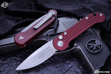 Microtech LUDT Automatic Knife Merlot Red 3.4" Stonewash 135-10MR