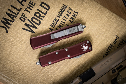 Microtech UTX-85 Merlot Red OTF 3" Dagger Satin 232-4MR