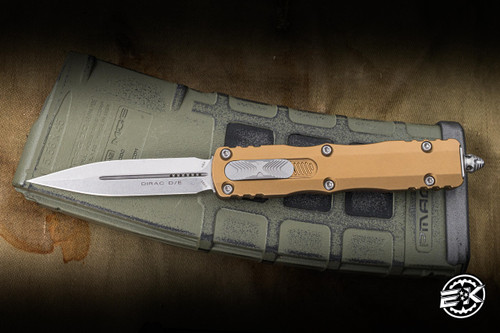 Microtech Dirac OTF Automatic Knife Tan Aluminum 2.8" M390 Dagger Stonewash 22510TA