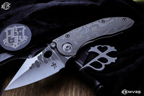 Borka Blades/Ti2 Design "Stitch" Skull/Flag Engraved 3.5" Satin