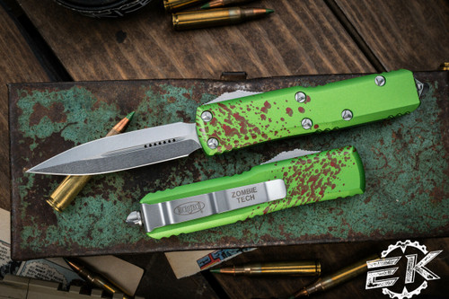 Microtech UTX-85 OTF Automatic Knife Zombie 3.1" Dagger Stonewash 232-10Z