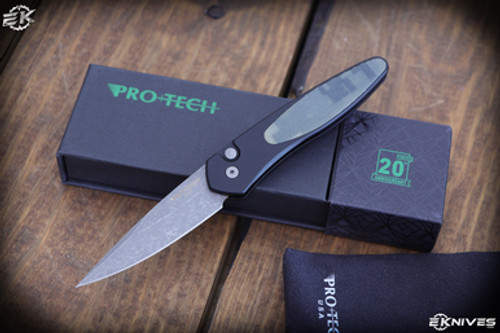 Protech Newport Automatic Knife Black/Camo G10 3" Acid Wash 3426