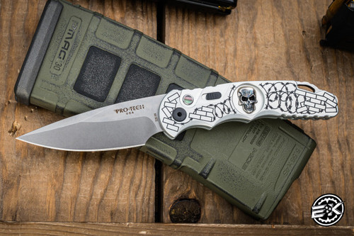 Protech TR-5.62 Skull Tactical Response Automatic Knife Barbed Wire 3.25" DLC