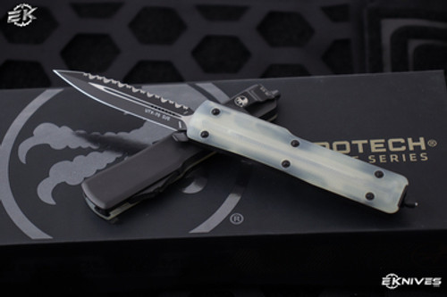 Microtech UTX-70 Jade Green G10 Signature Series OTF Automatic Knife 2.4" Black Double Edge Serrated 147-3GTJGS