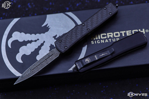 Microtech UTX-70 Black OTF 2.4"Dagger Damascus 147-16CF #10