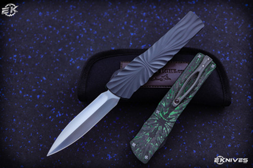 Brian Tighe Custom "Twist Tighe" Green Fat Carbon OTF Automatic Fluted 3.75" Hand Rubbed Dagger