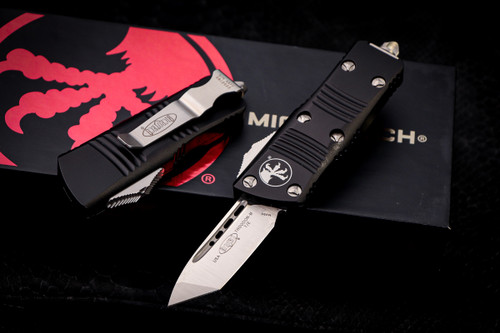 Microtech Troodon Mini OTF Automatic Knife Black 1.9" Tanto Satin 240-4