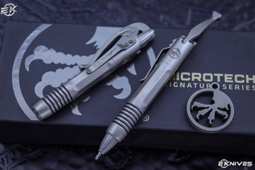 Microtech Siphon II Stainless Claw Logo Engraved Tactical Pen 401SS-BBCS