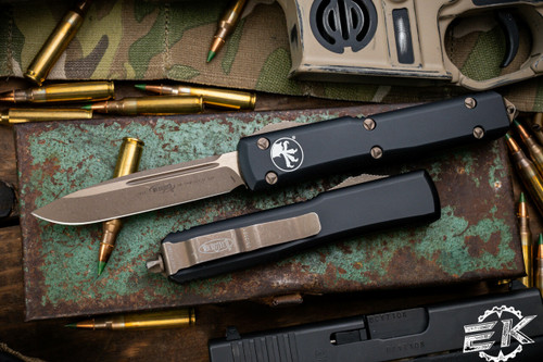 Microtech Ultratech OTF Automatic Knife Black 3.4" Bronze Apocalyptic Drop Point 121-13AP
