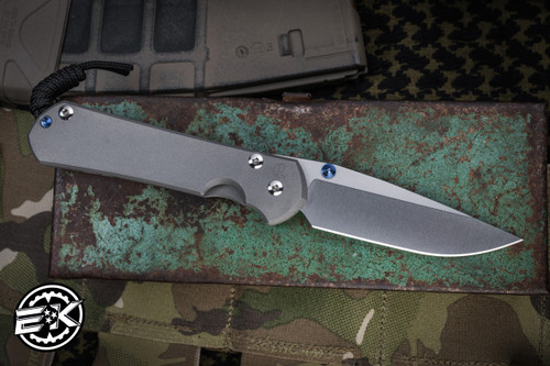 Left Hand-Chris Reeve Knives Large Sebenza 31 Folding Knife Sandblasted Titanium 3.6" MagnaCut Drop Point Stonewash L31-1001