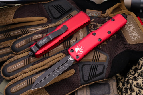 Microtech UTX-85 Spartan Red OTF Automatic Knife 3" Black 230-1RD