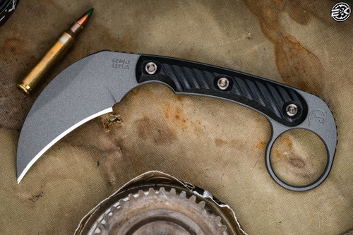 RMJ Osprey 9 Adventure Kitchen Knife Black G10 4.5 Stonewash - EKnives LLC