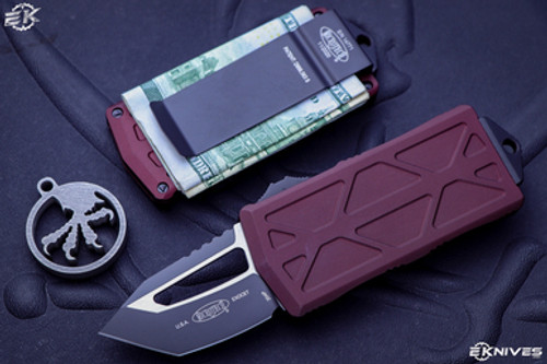 Microtech Exocet Merlot Red Money Clip OTF Knife Cali Legal 1.9" Black Tanto 158-1MR