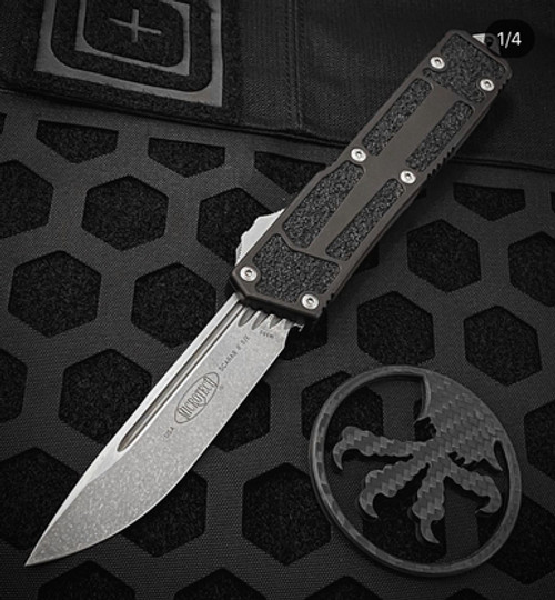 Microtech Scarab II OD Green OTF Automatic Knife S/E Stonewash 278-10OD