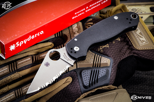 Product - Spyderco Para 3 Compression Lock Knife Black G10 3" Satin Serrated C223GS