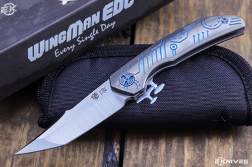 WingManEDC/John Barker "Ferus" Blue Titanium Inlay Integral 3" M390