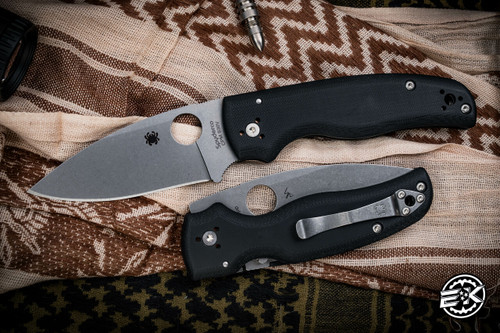 Spyderco Shaman Folding Knife Black G10 3.6" S30V Stonewash  C229GP