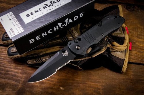 Benchmade Tactical Triage AXIS Lock Folding Knife Black G10 3.5" CPM-S30V Black Serrated