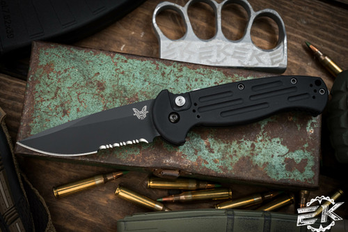 Benchmade AFO II Automatic Folding Knife Black G10 3.5" Drop Point Black Serrated 9051SBK