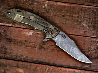 Rick Hinderer Knives XM-18 3.5? Bowie-Battle Field Pickup-OD Green G10 RHK-30