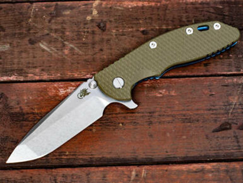 Rick Hinderer Knives XM-18 3.5? Spanto-Stonewash Blue-OD Green G10 RHK-56