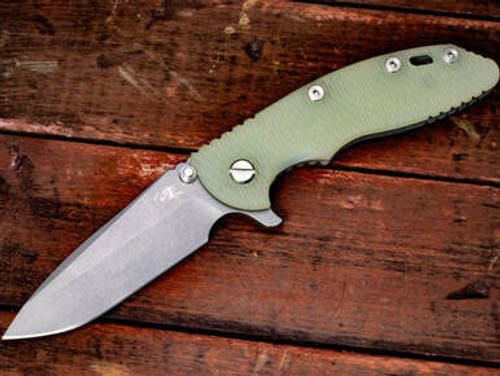 Rick Hinderer Knives XM-18 3.5? Spanto-Working Finish-Translucent Green G10 RHK-65