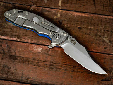 Rick Hinderer Knives XM-18 3.5? Bowie-Stonewash-Blue G10 RHK-89