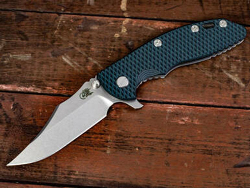 Rick Hinderer Knives XM-18 3.5? Bowie-Stonewash-Black/Dark Green G10 RHK-129